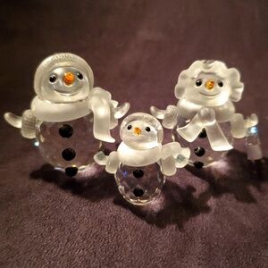 Swarovski Snowman Family Set, vintage, All 3 at Discount!